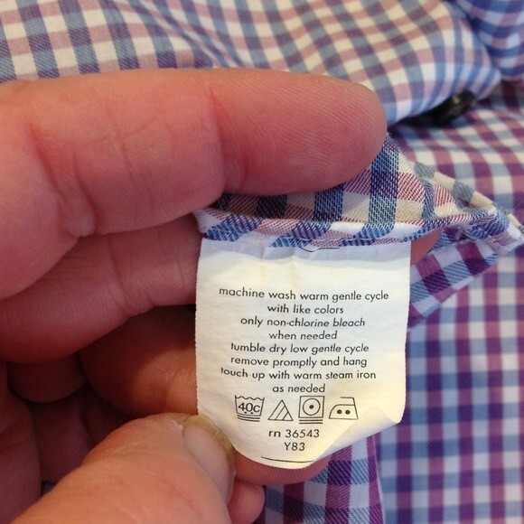 KENNETH COLE REACTION Men's XXL Cotton Button Up Blue Purple White Plaid Cotton - Picture 6 of 6